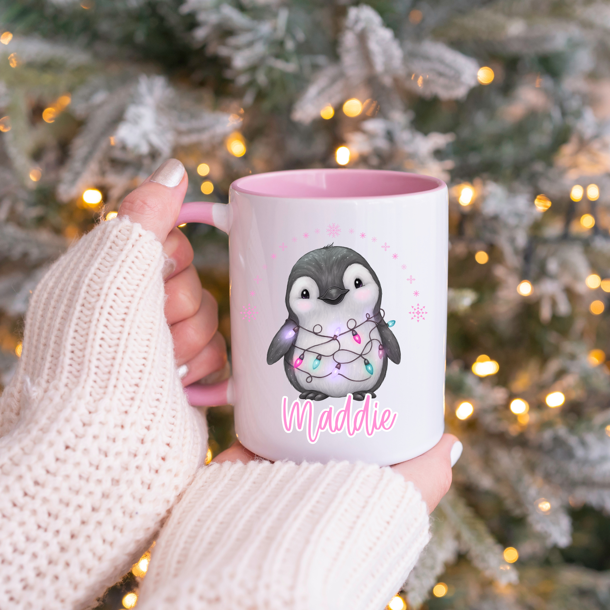 Personalised Penguin Mug - Pink