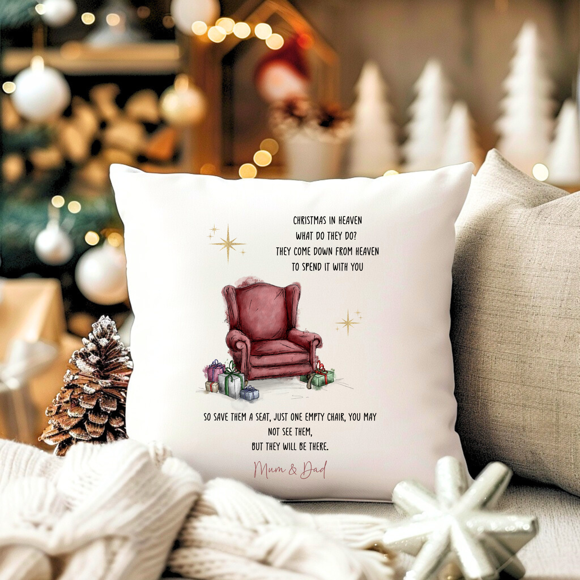 Personalised Christmas In Heaven Cushion 40x40cm