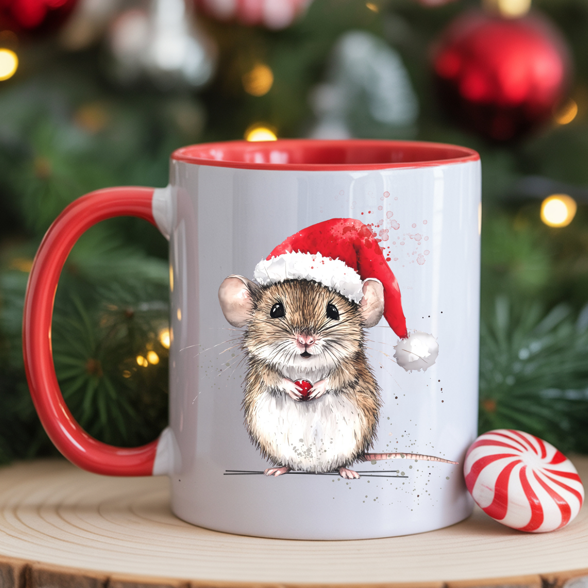 🎄 Christmas Mouse Mug – 11oz Ceramic