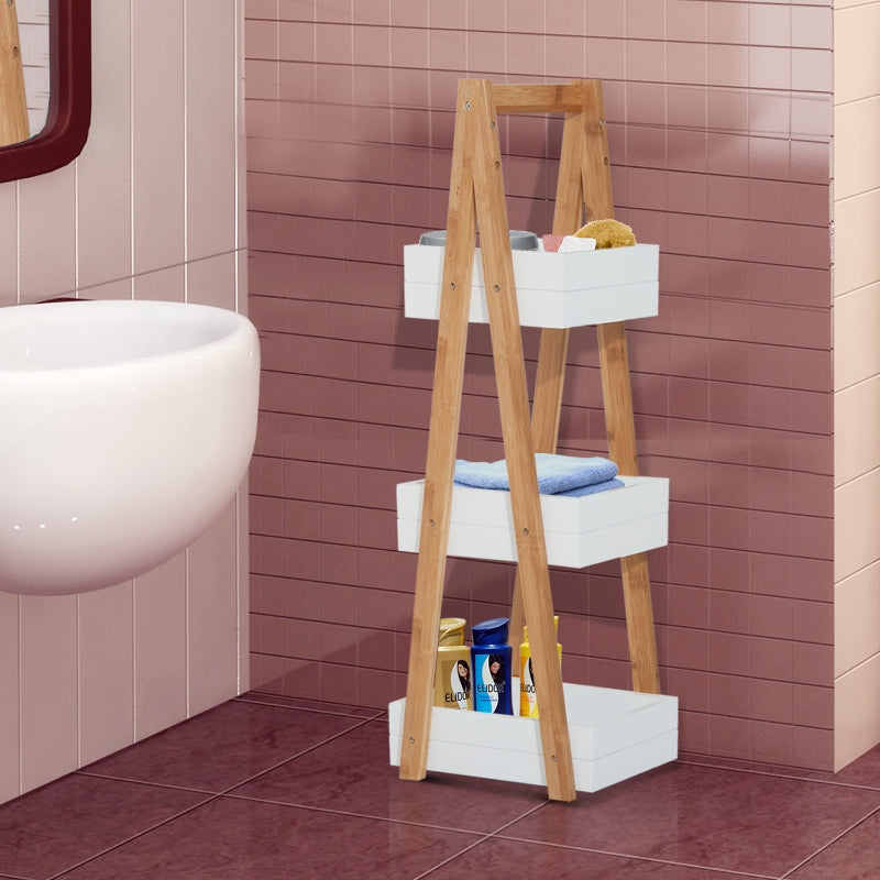 Bathroom A-Shape Rack, 3-Tier-Bamboo