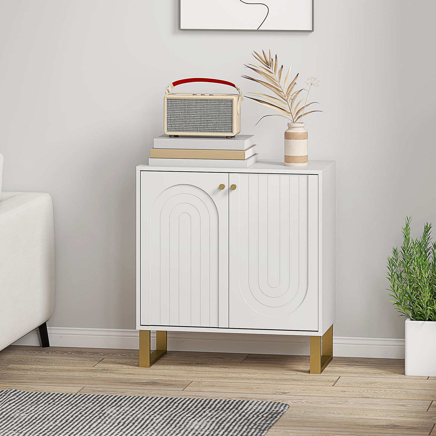2-Door Sideboard Storage Cabinet - White