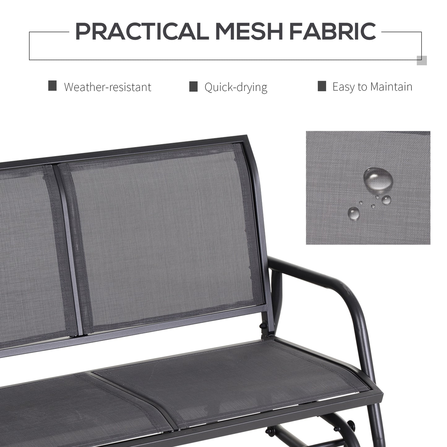 2-Person Outdoor Glider Bench Patio Double Swing Gliding Chair Loveseat