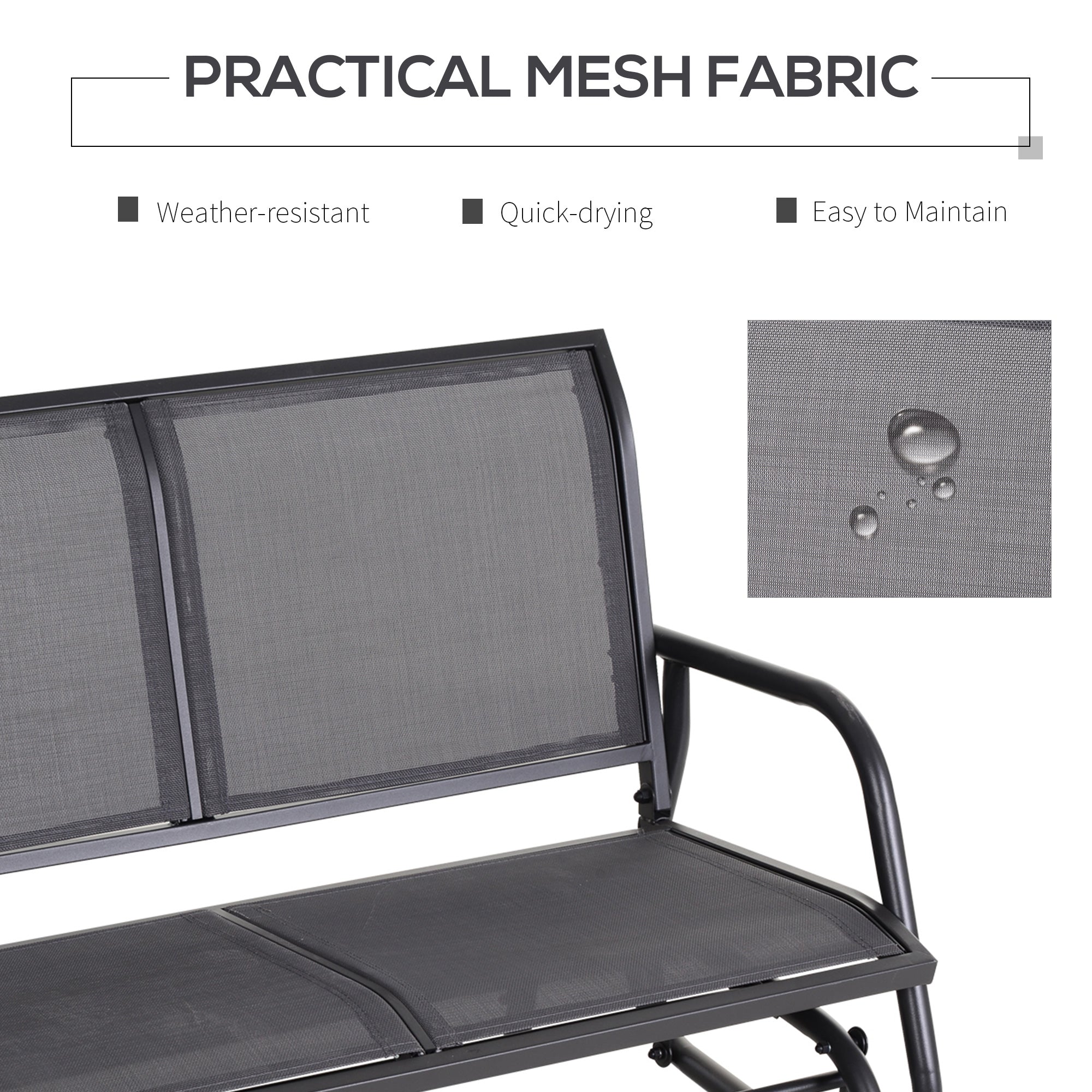2-Person Outdoor Glider Bench Patio Double Swing Gliding Chair Loveseat