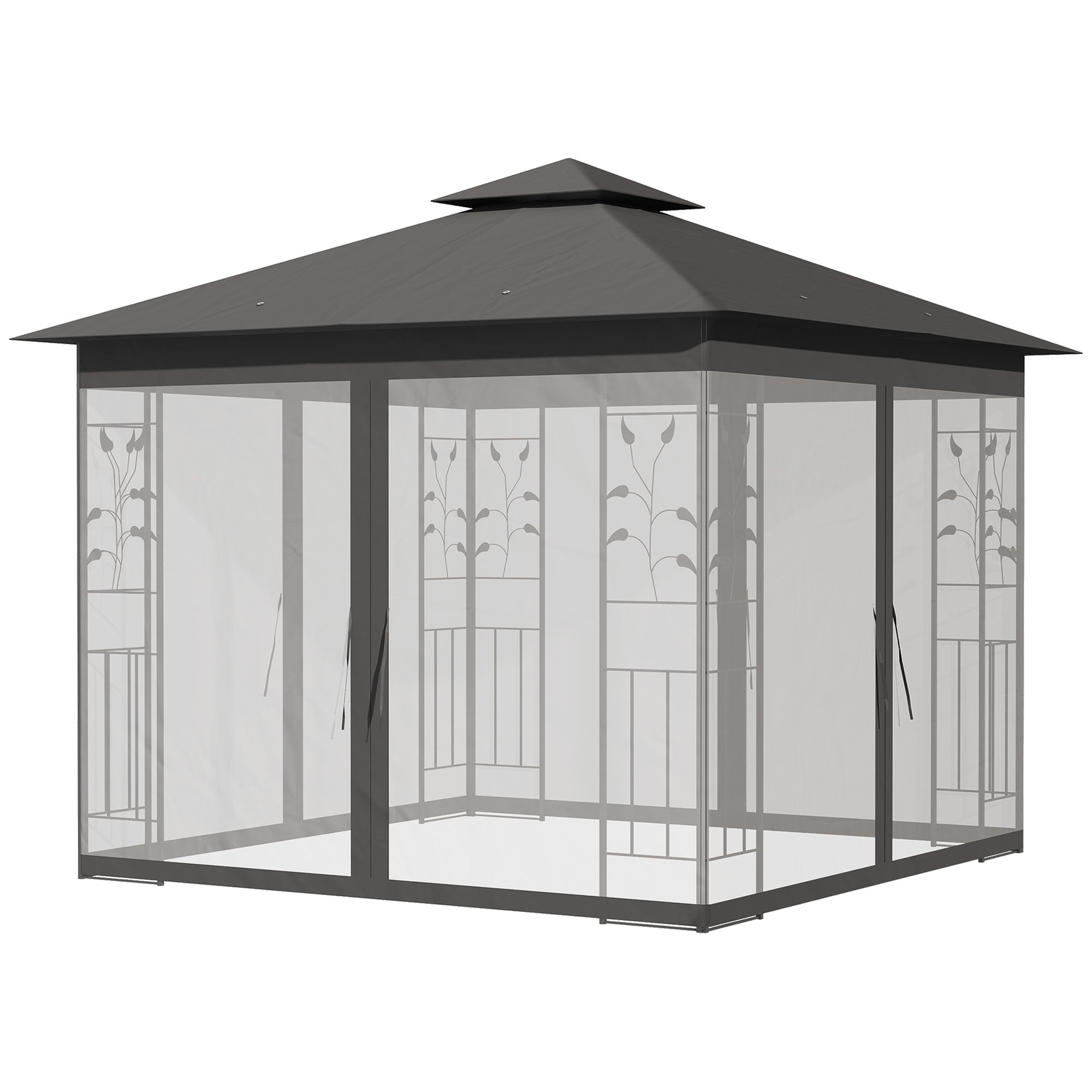 3 x 3(m) Steel Frame Double Roof Garden Gazebo - 3 Colour Options