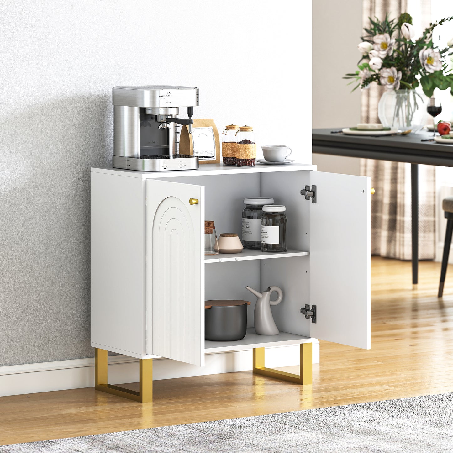 2-Door Sideboard Storage Cabinet - White
