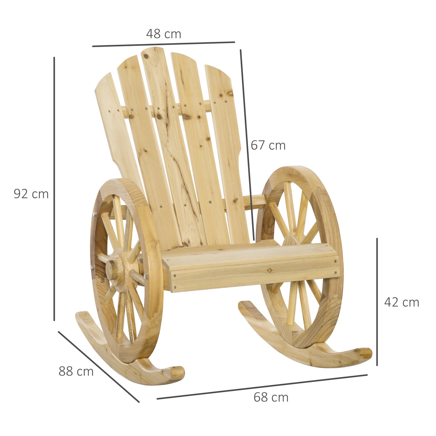 2 Piece Wooden Rocking Chair Reclining Armchair Rocker - Natural