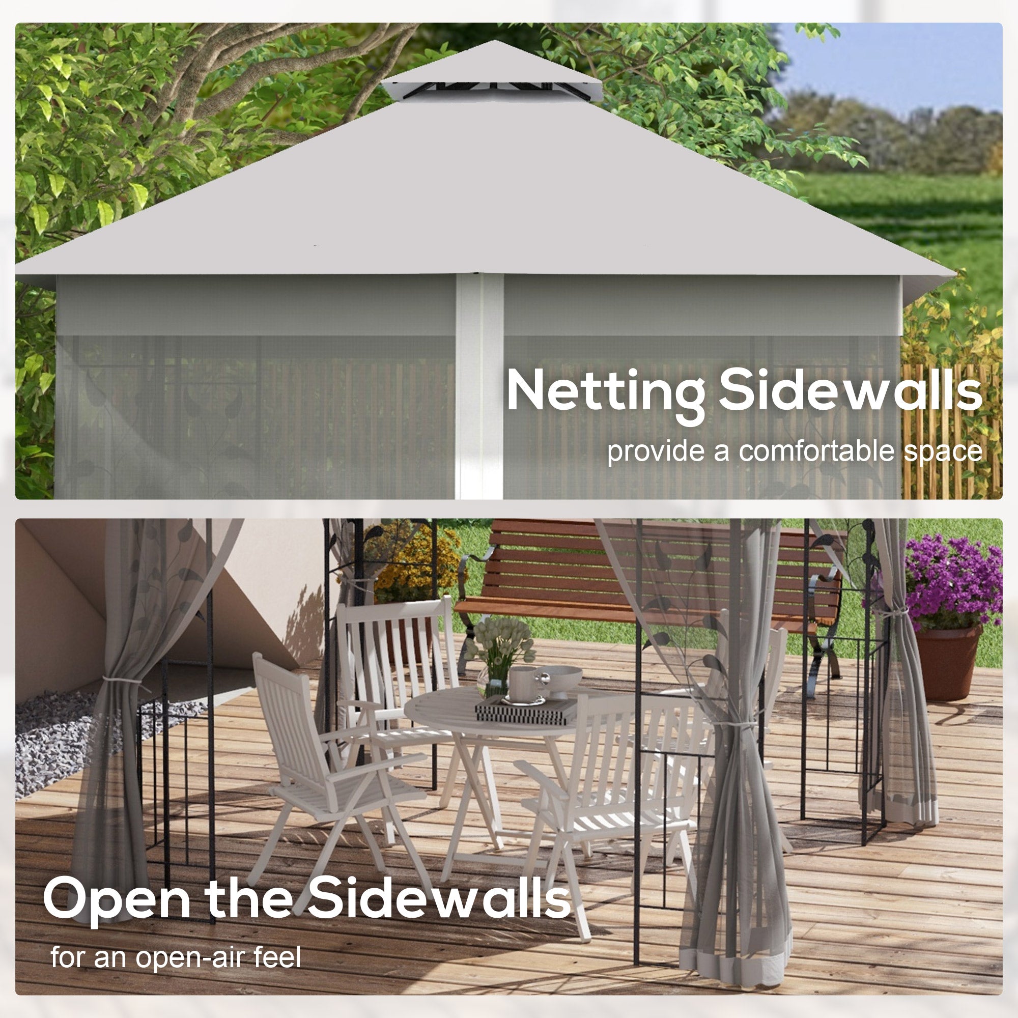 3 x 3(m) Steel Frame Double Roof Garden Gazebo - 3 Colour Options