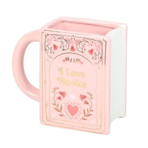 I Love Books - Pink Book Shaped Mug