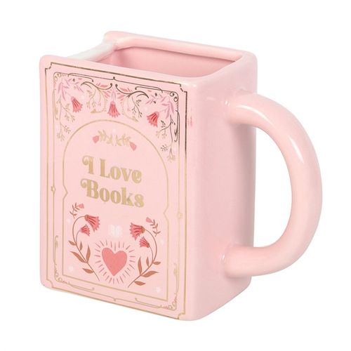I Love Books - Pink Book Shaped Mug