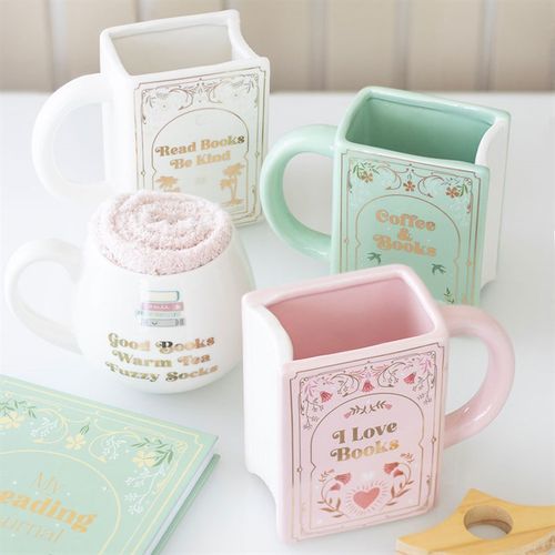I Love Books - Pink Book Shaped Mug