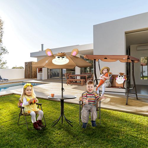 Two-Seat Kids Canopy Swing Chair Adjustable Awning