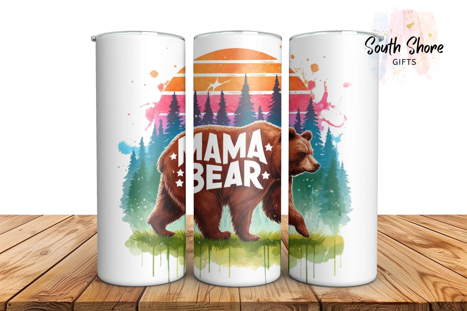 Bear Family Tumbler Set – Papa Bear, Mama Bear & Baby Bear