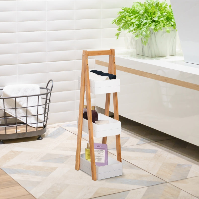 Bathroom A-Shape Rack, 3-Tier-Bamboo