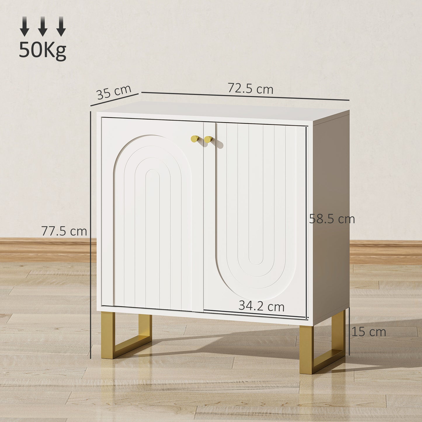 2-Door Sideboard Storage Cabinet - White