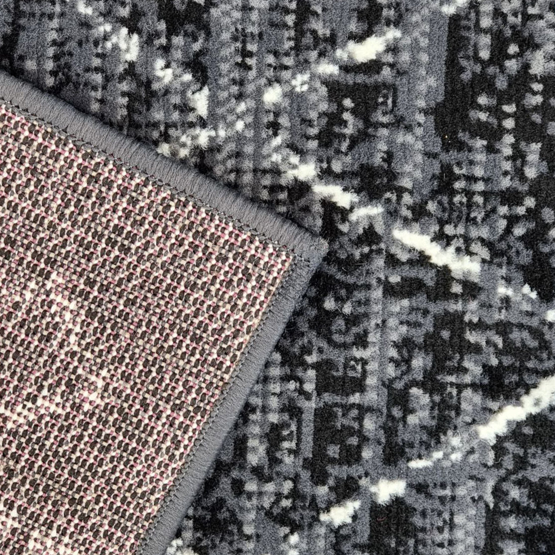 Geometric Dark Grey Black Rug Diamond Aztec Pattern Rug
