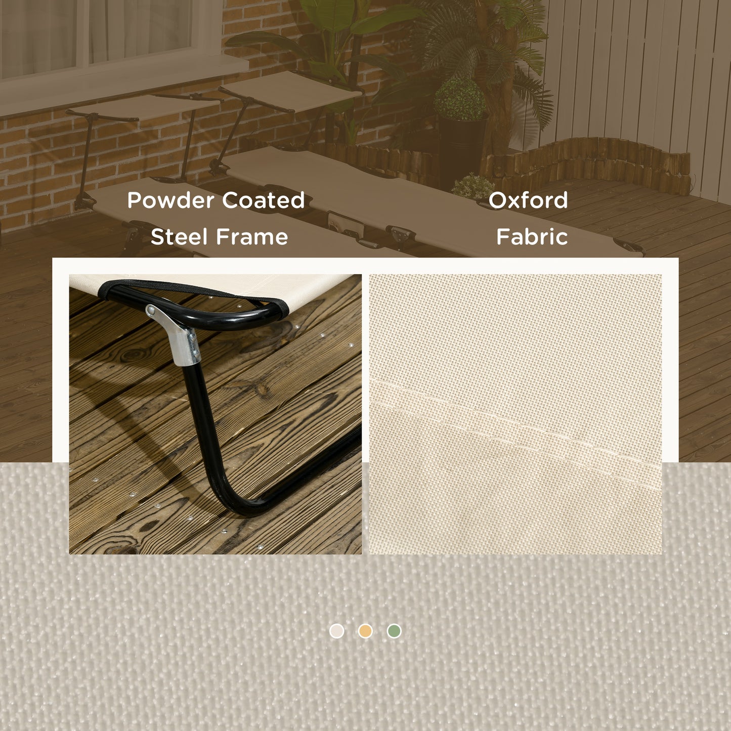 2 Piece Folding Sun Loungers with Canopy