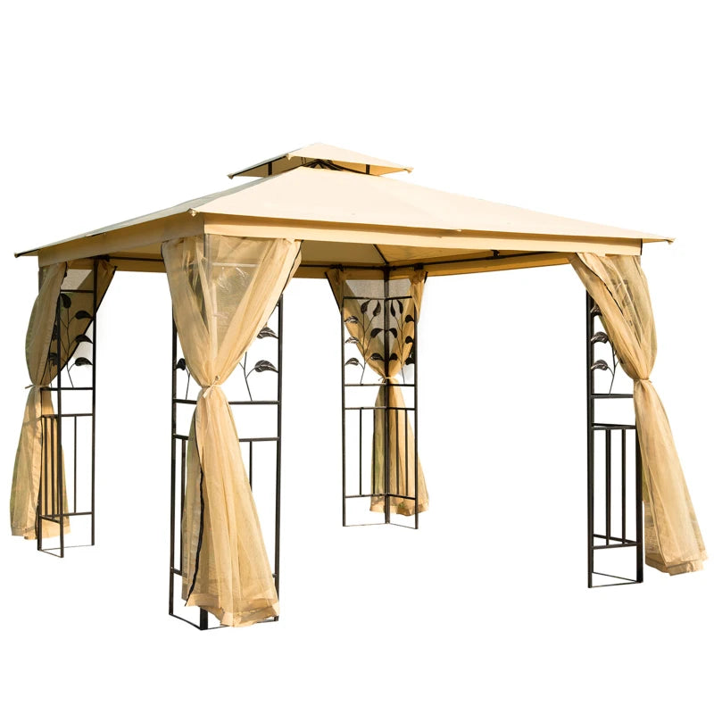 3 x 3(m) Steel Frame Double Roof Garden Gazebo - 3 Colour Options