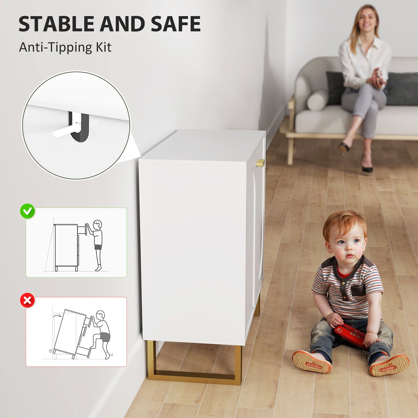 2-Door Sideboard Storage Cabinet - White