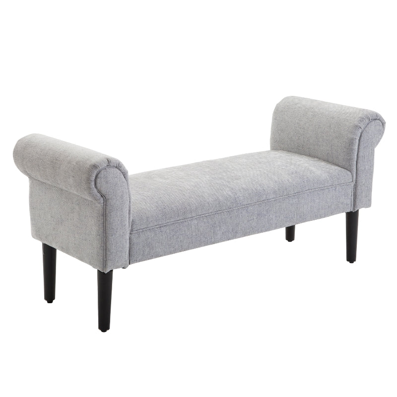 Ottoman Bench Linen Upholstered Bed-End Bench Stool Grey