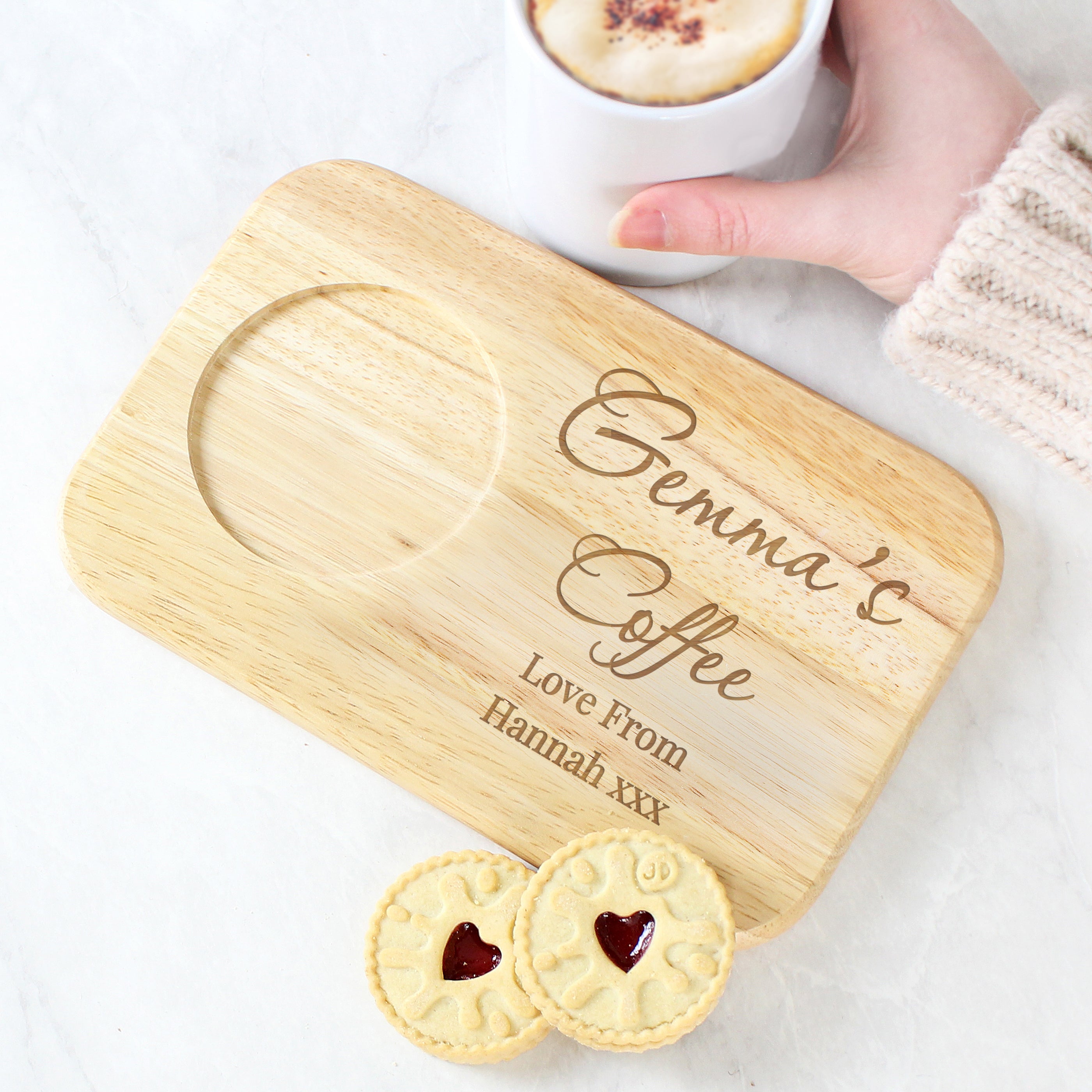 Personalised Free Text Wooden Coaster Tray