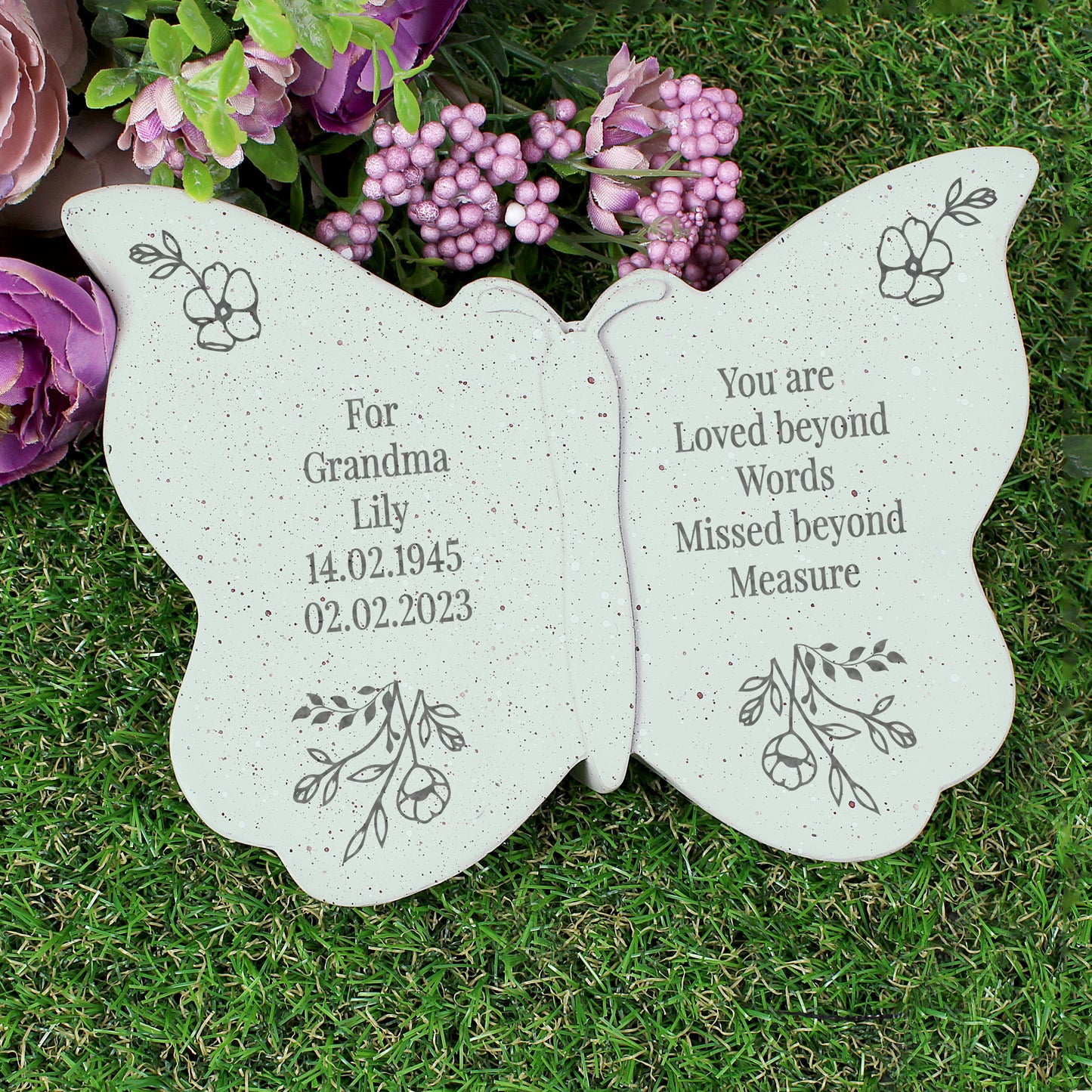 Personalised Floral Memorial Resin Butterfly