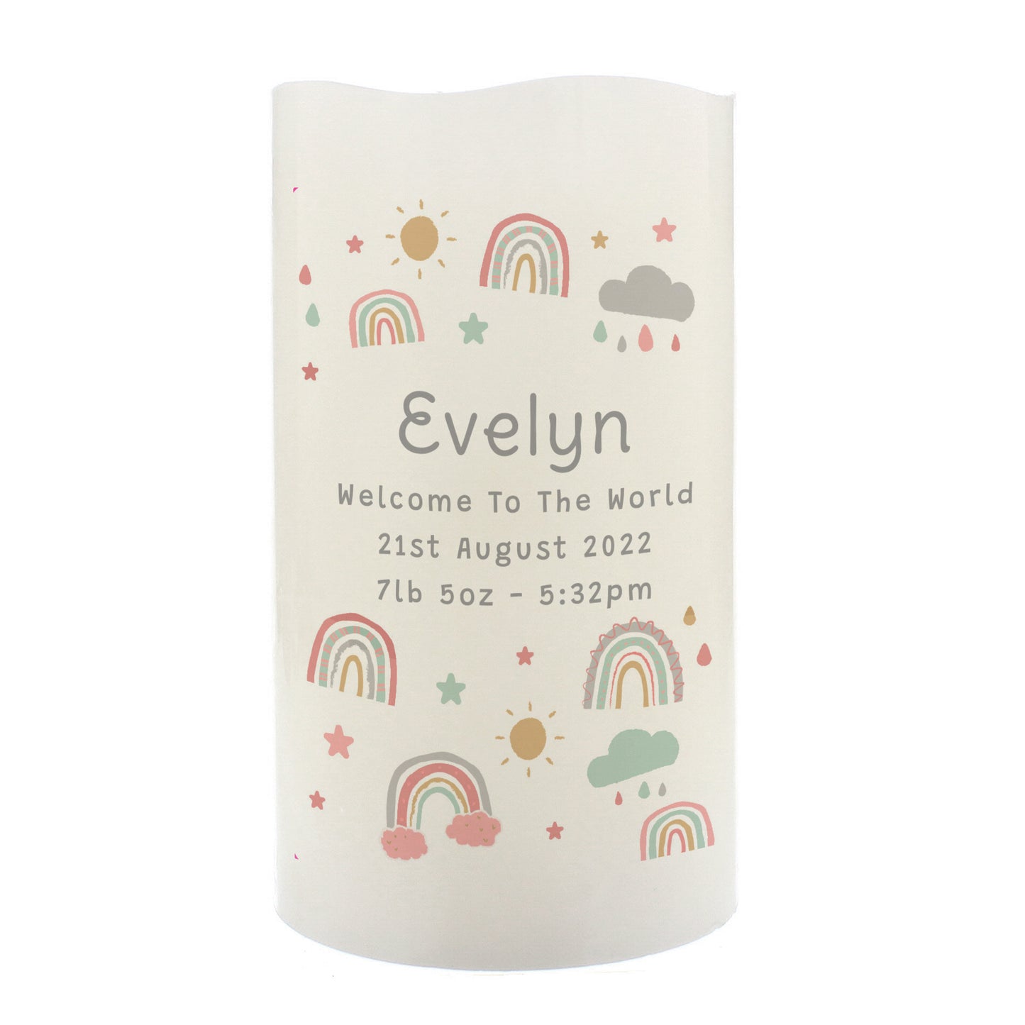 Personalised Rainbow LED Candle