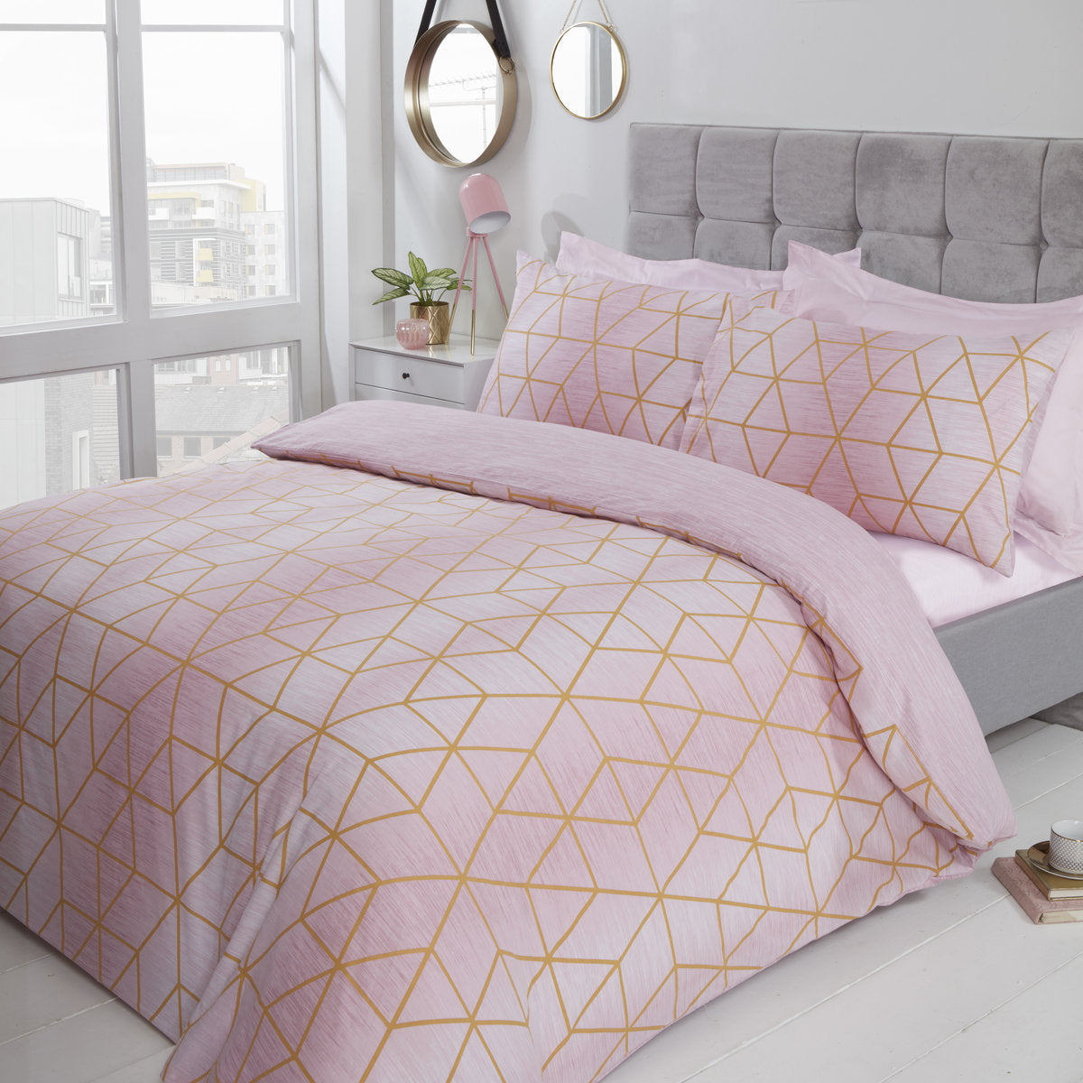 Calvin Shapes Geometric Reversible Duvet Cover Set Blush
