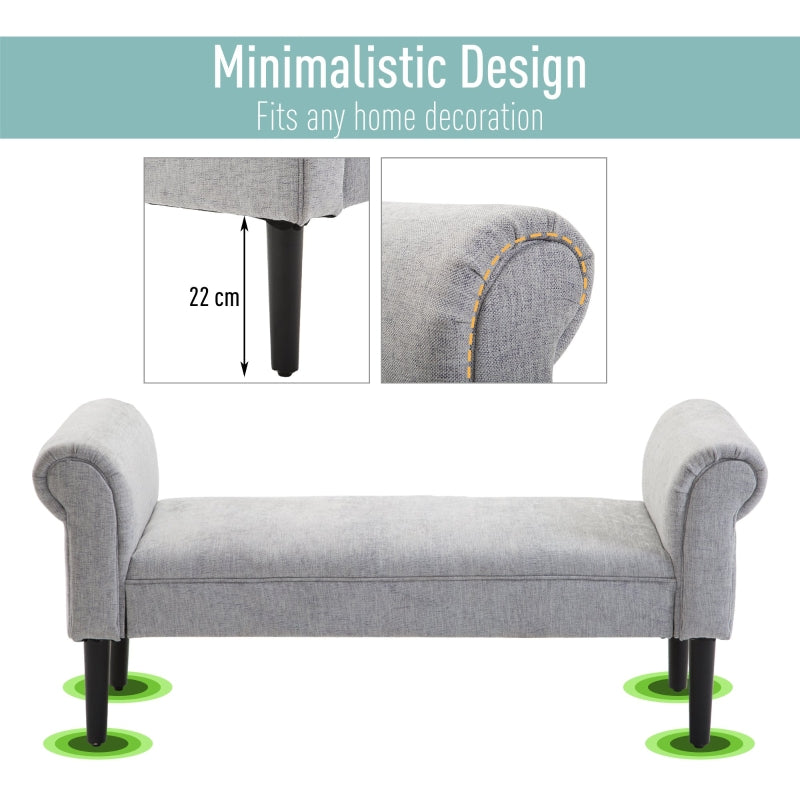 Ottoman Bench Linen Upholstered Bed-End Bench Stool Grey