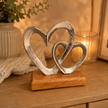 Linked Hearts Ornament on Wooden Base – 15cm