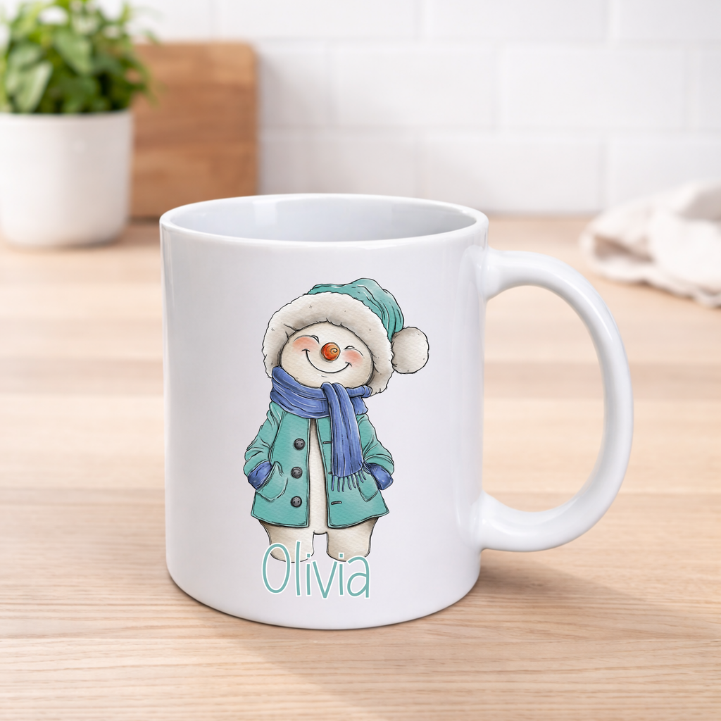 Personalised Cheeky Snowman Christmas Mug – 5 Colour Options | 11oz Ceramic Mug