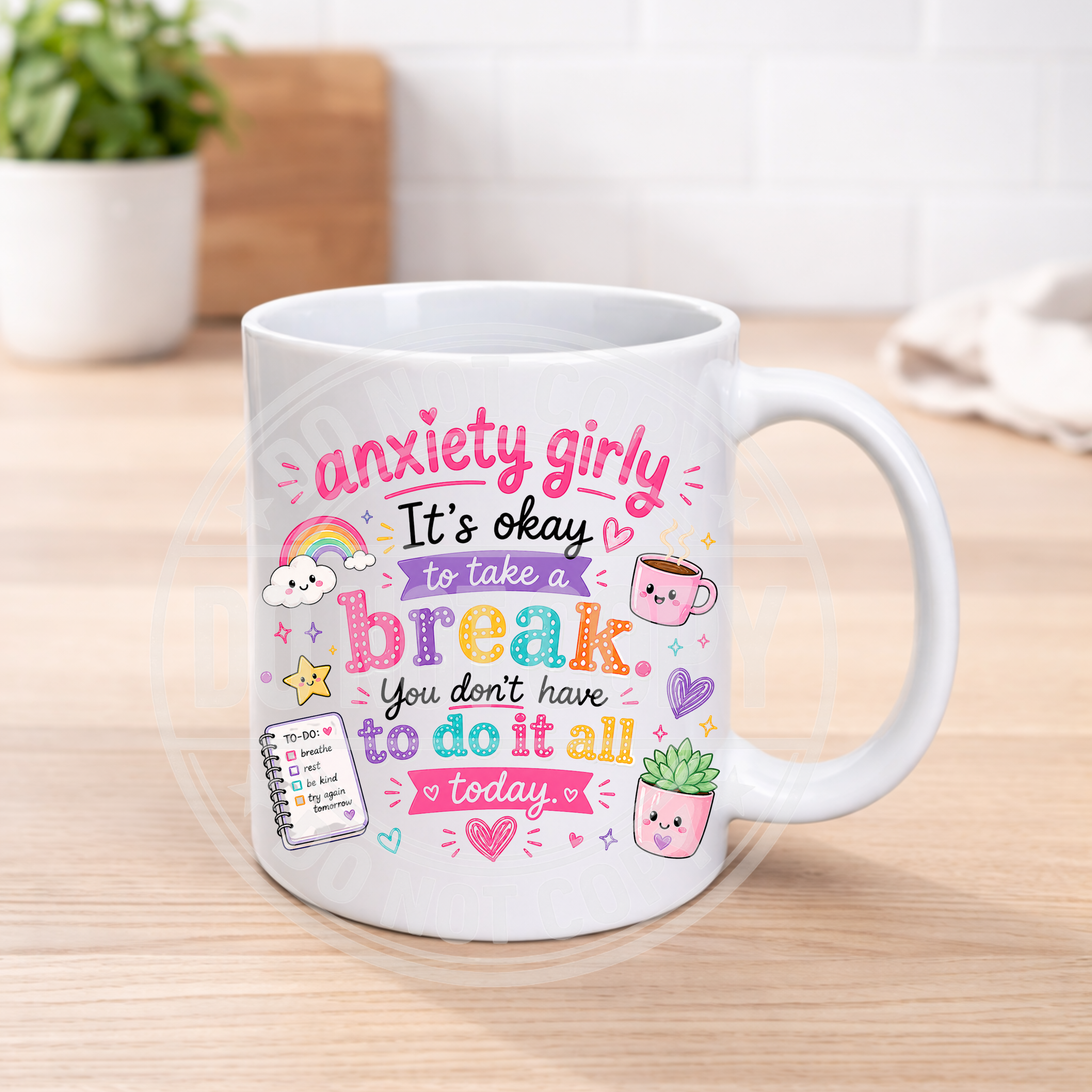 Funny Anxiety Mug – Colourful Humour Coffee Cup – Mental Health Gift – Sarcastic Funny Mug – 11oz Ceramic Mug