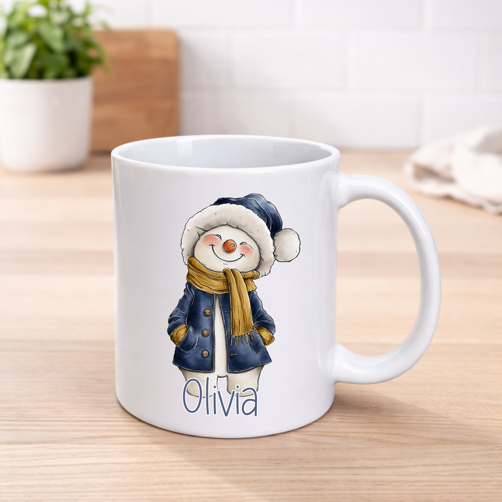 Personalised Cheeky Snowman Christmas Mug – 5 Colour Options | 11oz Ceramic Mug