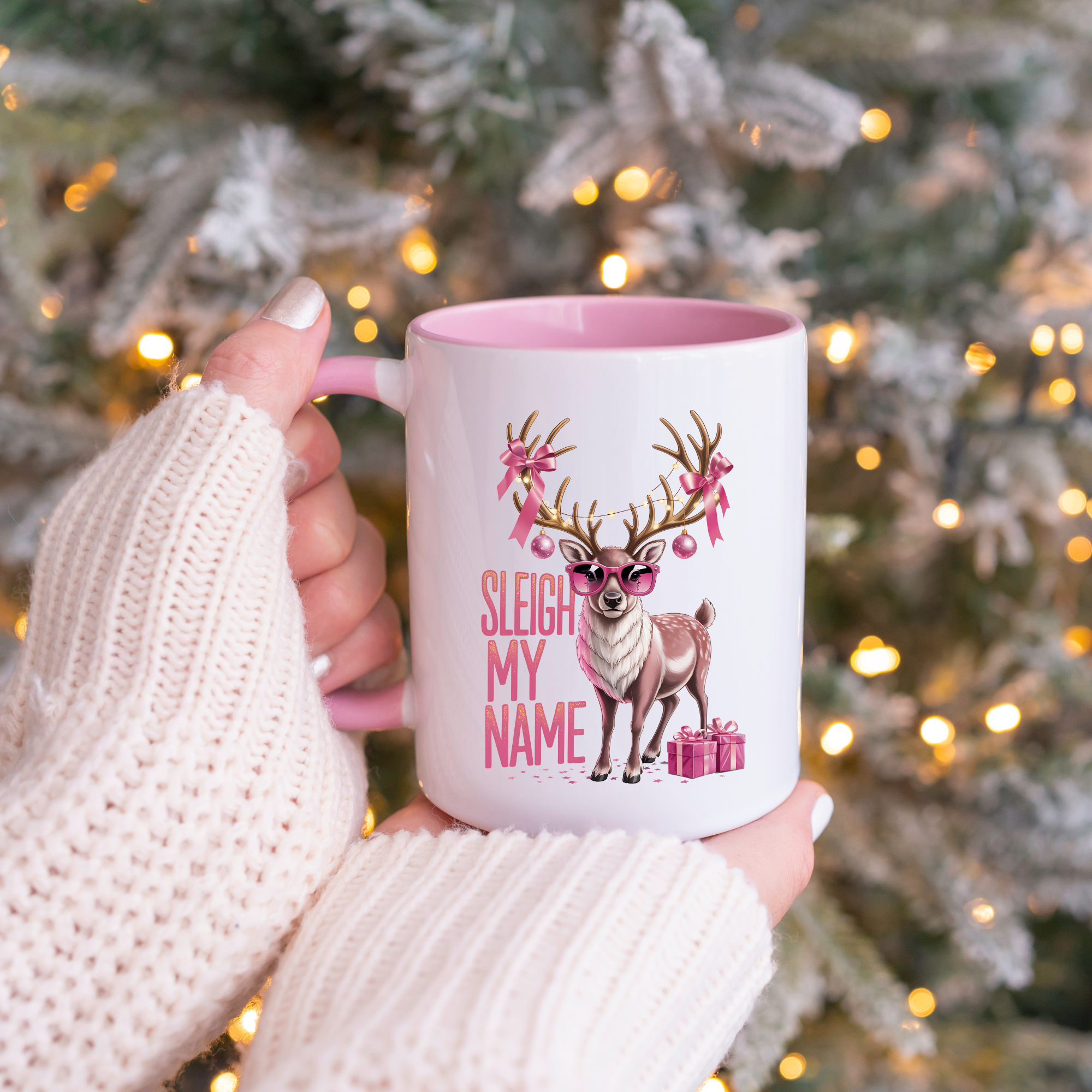 🦌 Sleigh My Name (Pink Deer Mug)