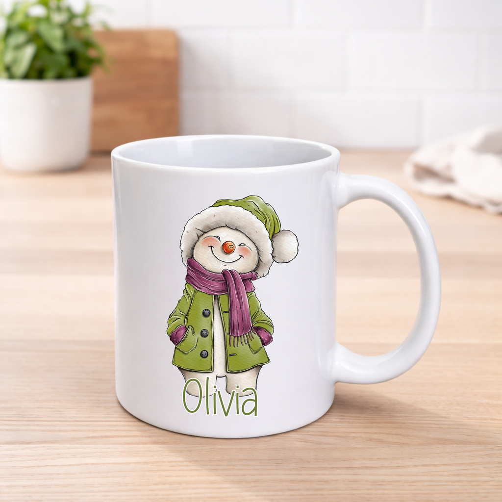 Personalised Cheeky Snowman Christmas Mug – 5 Colour Options | 11oz Ceramic Mug