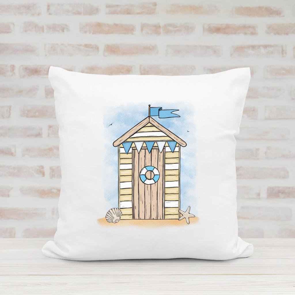 Beach Hut Design Cushion - 40x40cm 4 Colour Options