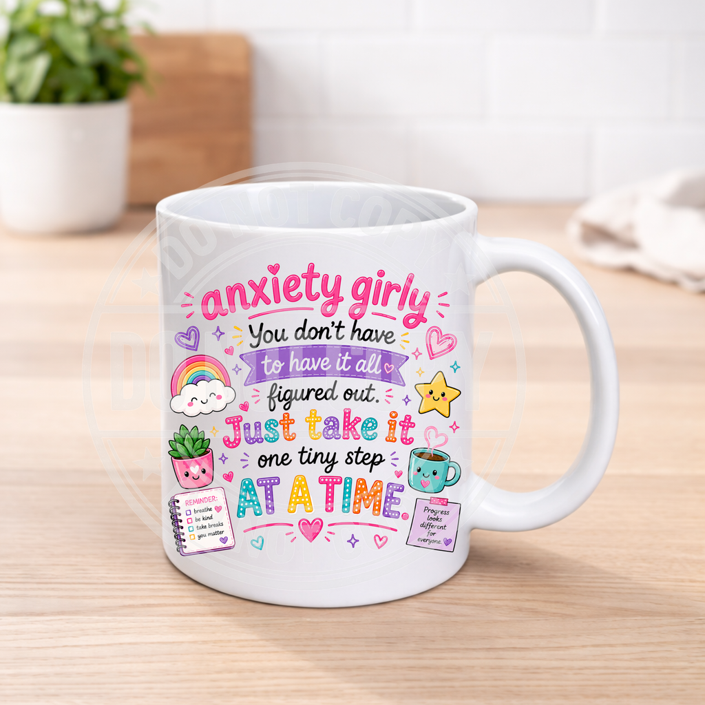 Funny Anxiety Mug – Colourful Humour Coffee Cup – Mental Health Gift – Sarcastic Funny Mug – 11oz Ceramic Mug