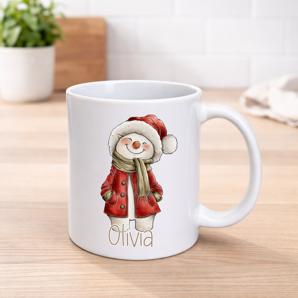 Personalised Cheeky Snowman Christmas Mug – 5 Colour Options | 11oz Ceramic Mug