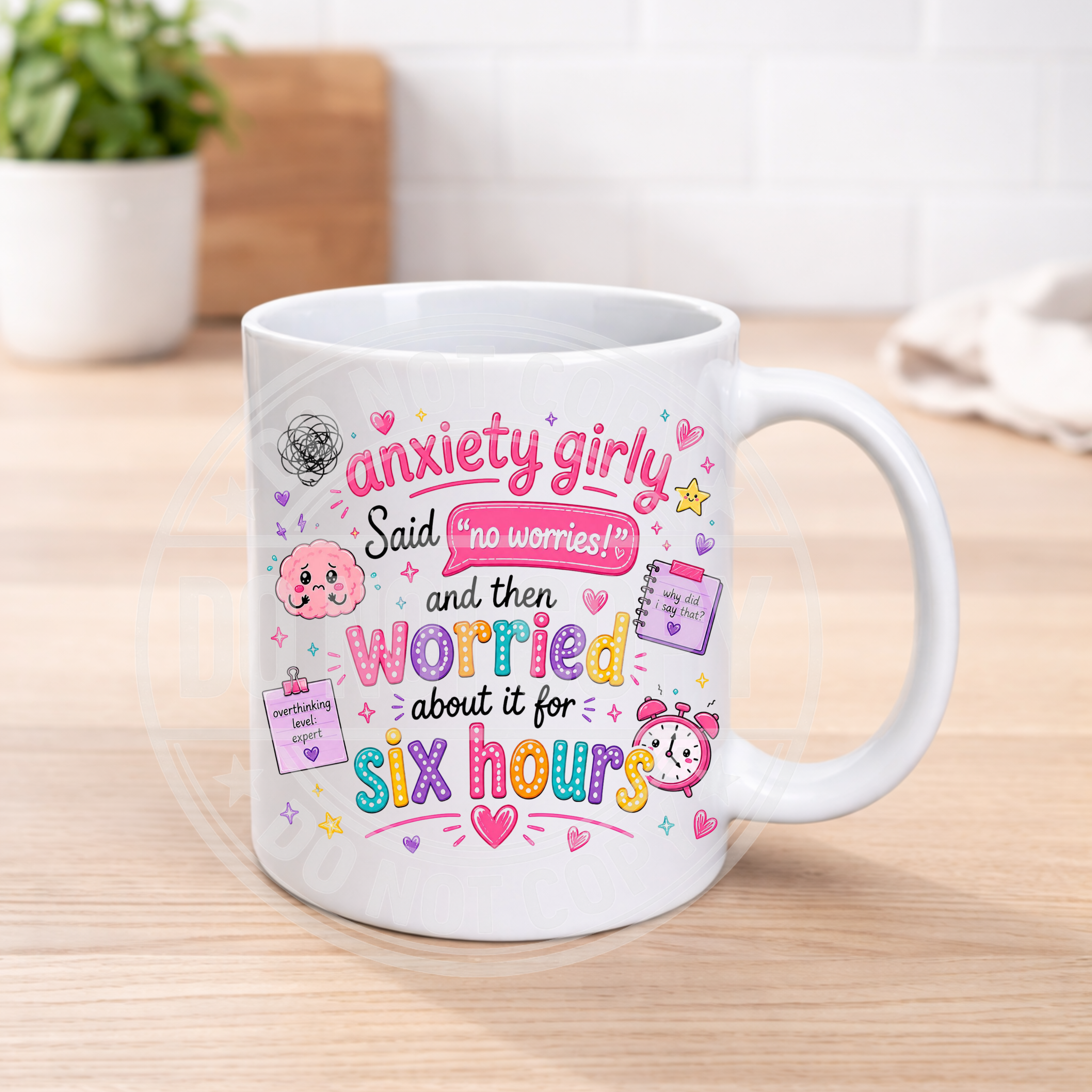 Funny Anxiety Mug – Colourful Humour Coffee Cup – Mental Health Gift – Sarcastic Funny Mug – 11oz Ceramic Mug