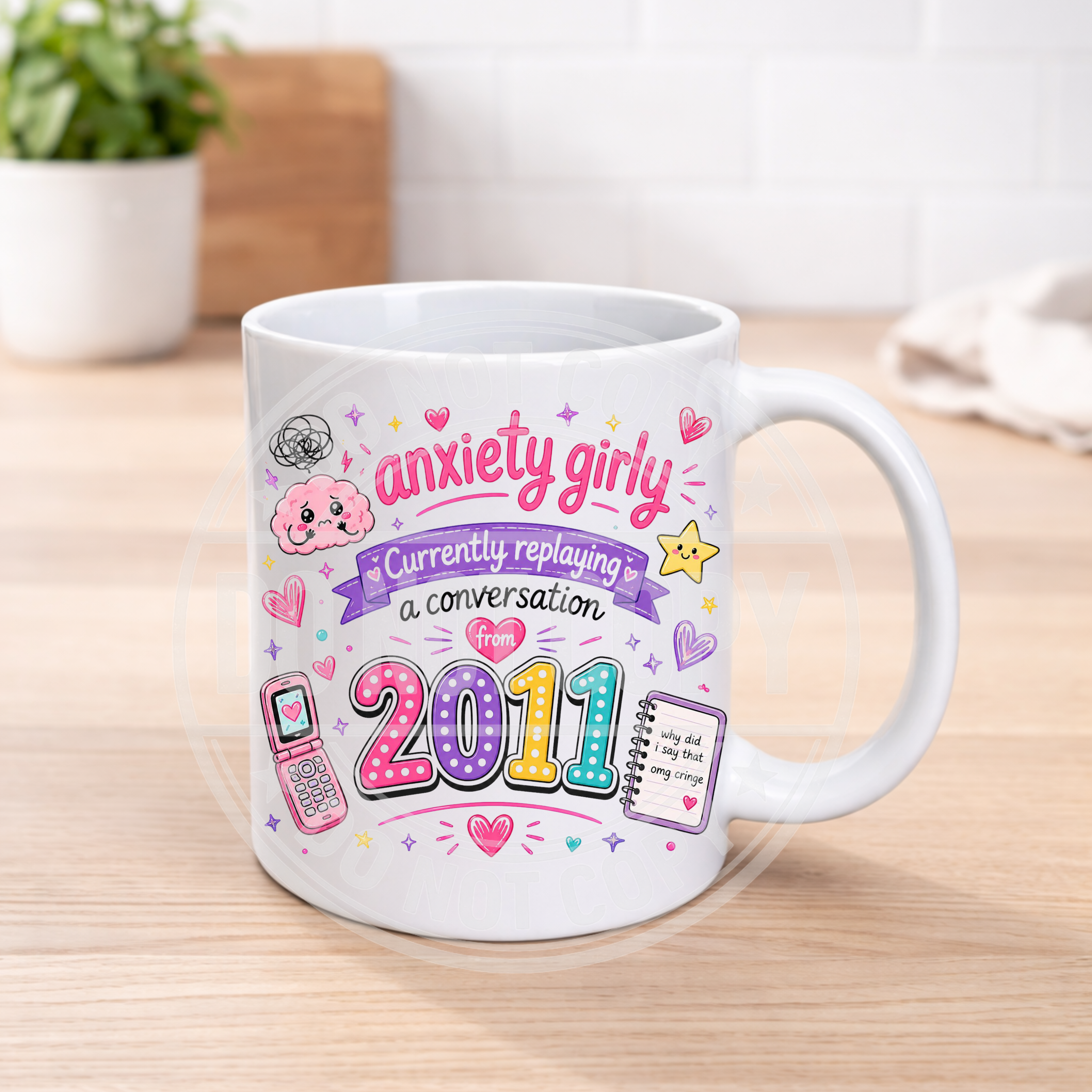 Funny Anxiety Mug – Colourful Humour Coffee Cup – Mental Health Gift – Sarcastic Funny Mug – 11oz Ceramic Mug