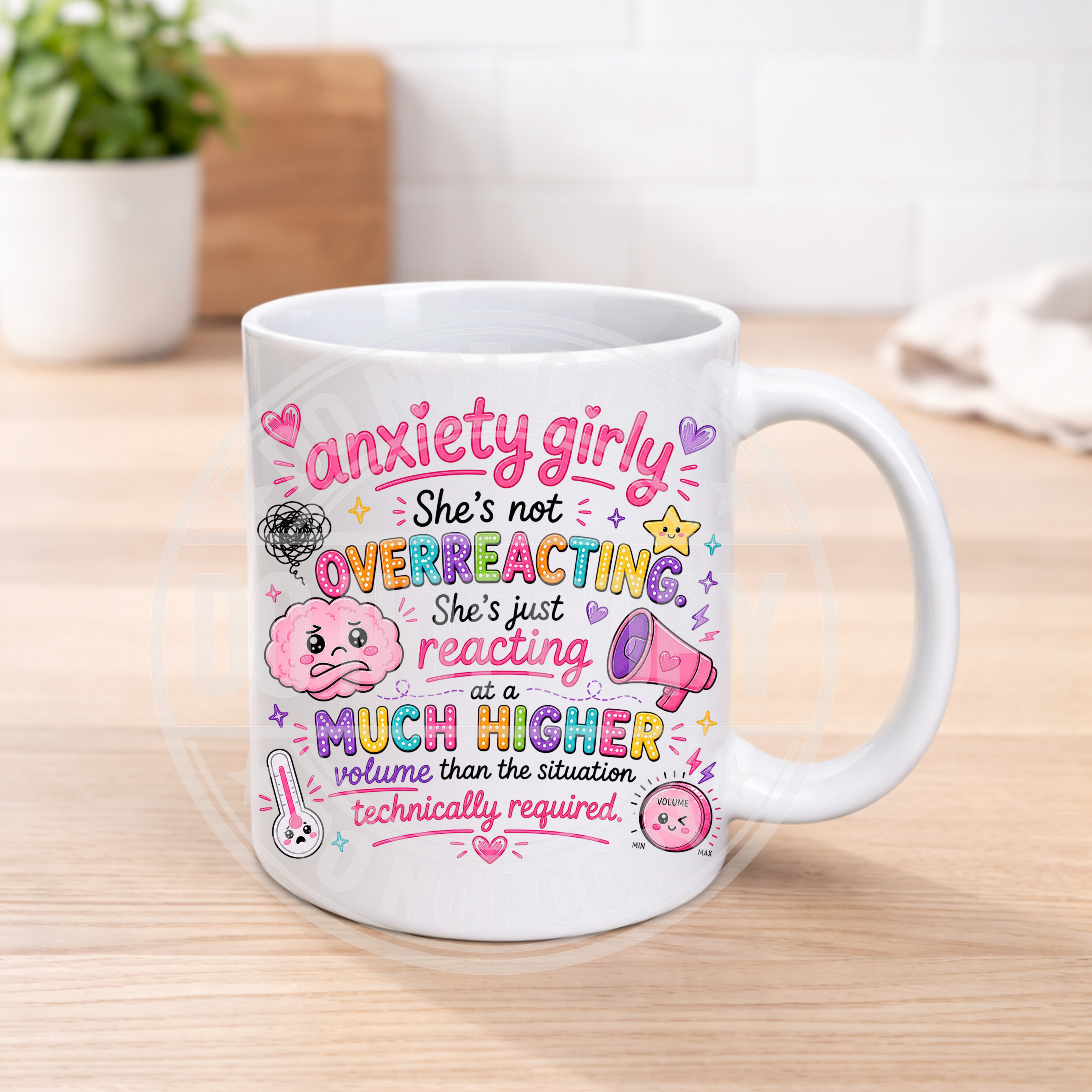 Funny Anxiety Mug – Colourful Humour Coffee Cup – Mental Health Gift – Sarcastic Funny Mug – 11oz Ceramic Mug