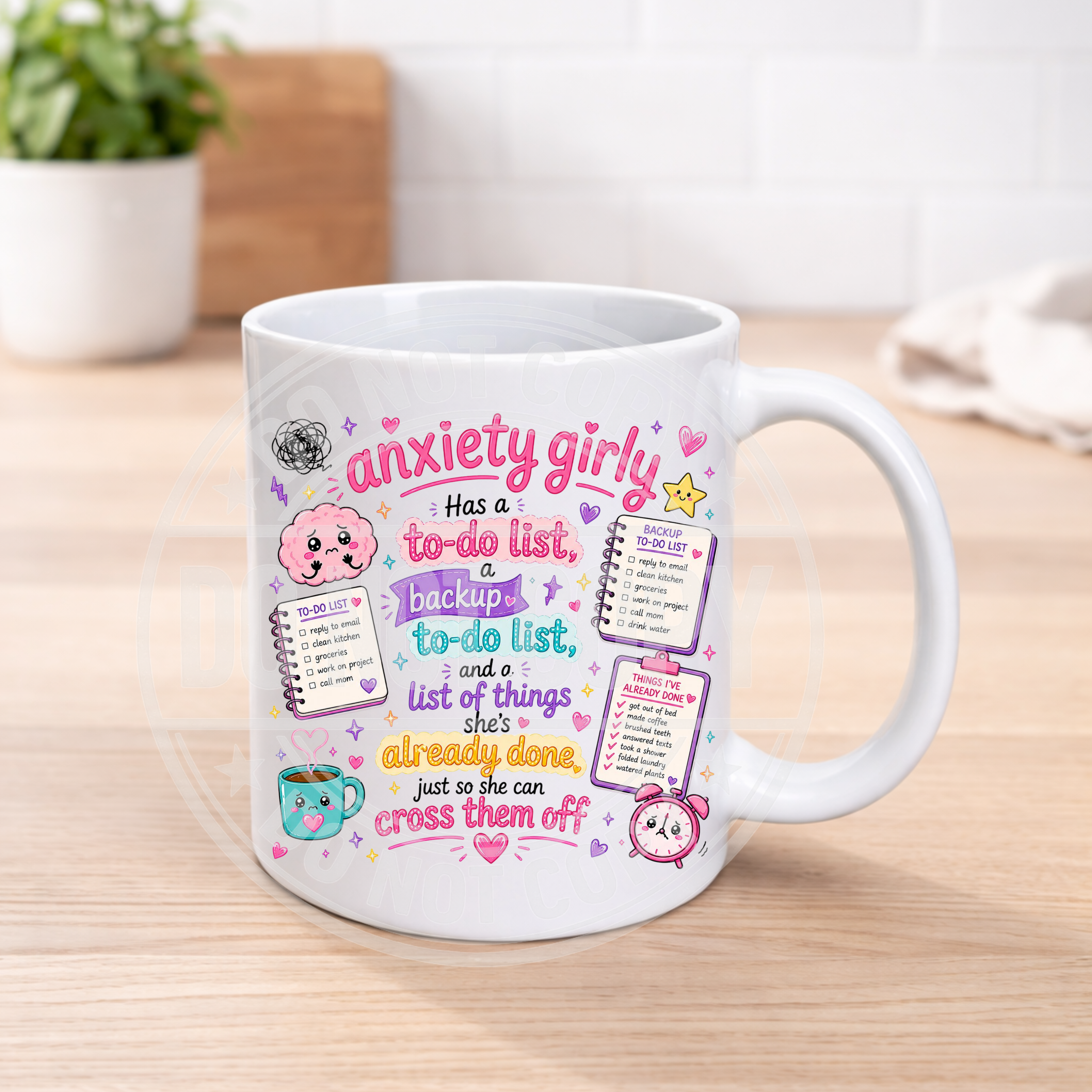 Funny Anxiety Mug – Colourful Humour Coffee Cup – Mental Health Gift – Sarcastic Funny Mug – 11oz Ceramic Mug