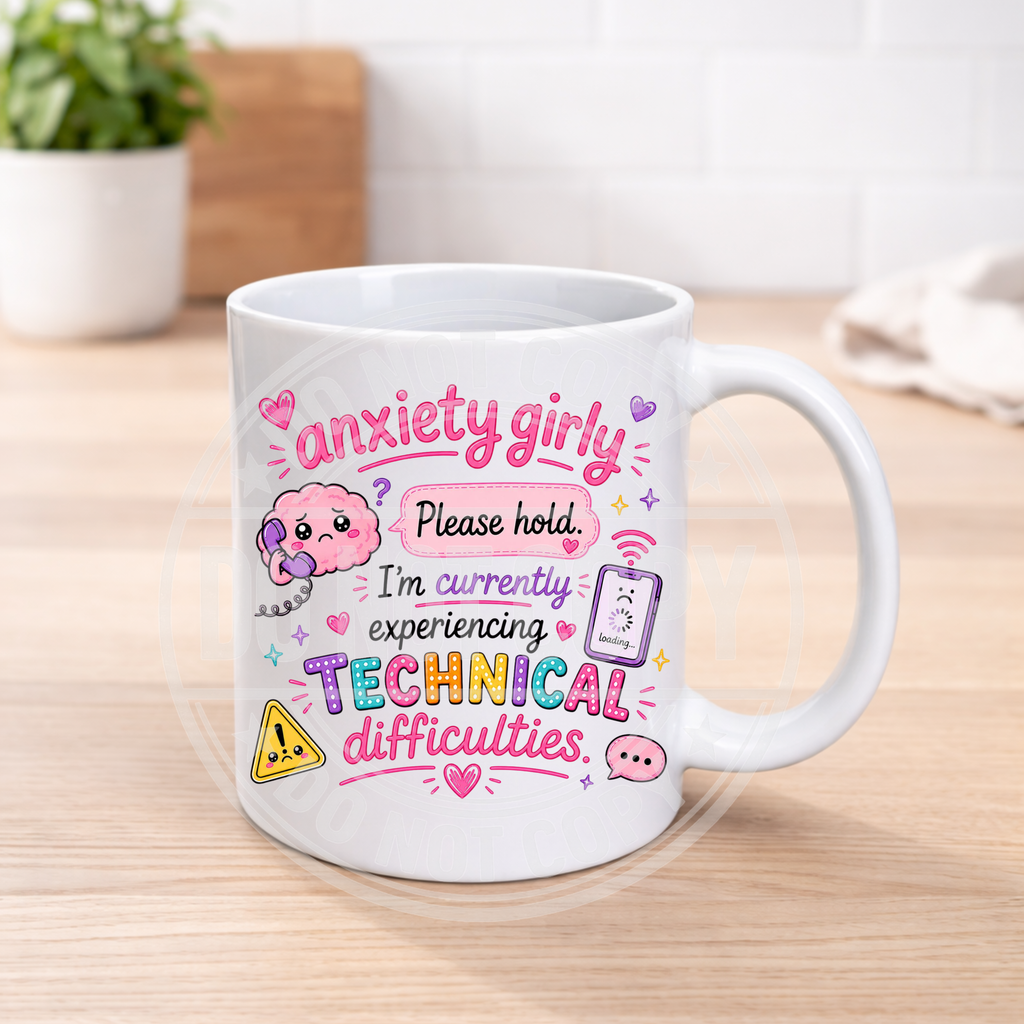 Funny Anxiety Mug – Colourful Humour Coffee Cup – Mental Health Gift – Sarcastic Funny Mug – 11oz Ceramic Mug