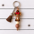 Girl Reindeer Novelty Beaded Keyring