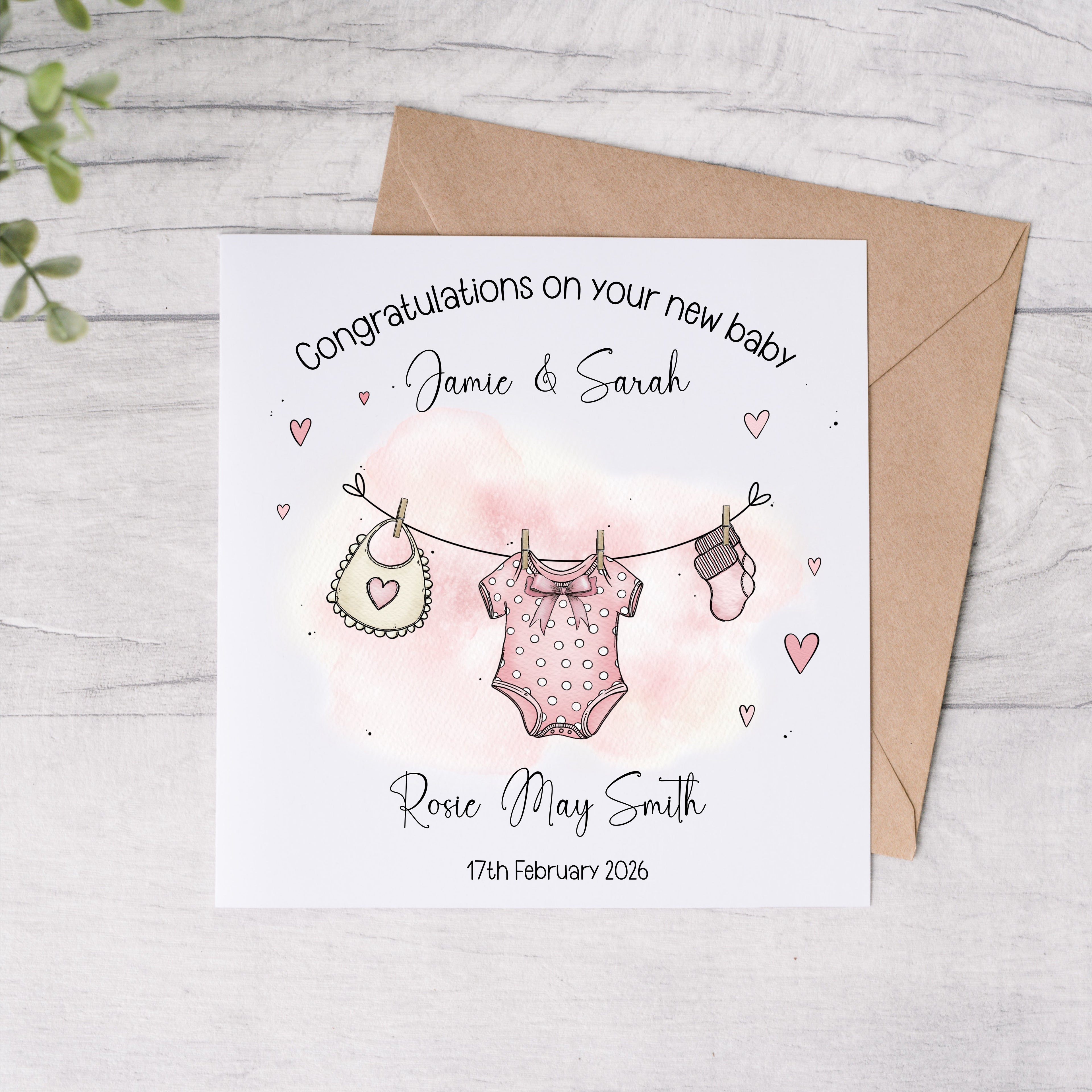Personalised New Baby Card - Boy / Girl Versions - FREE Postage