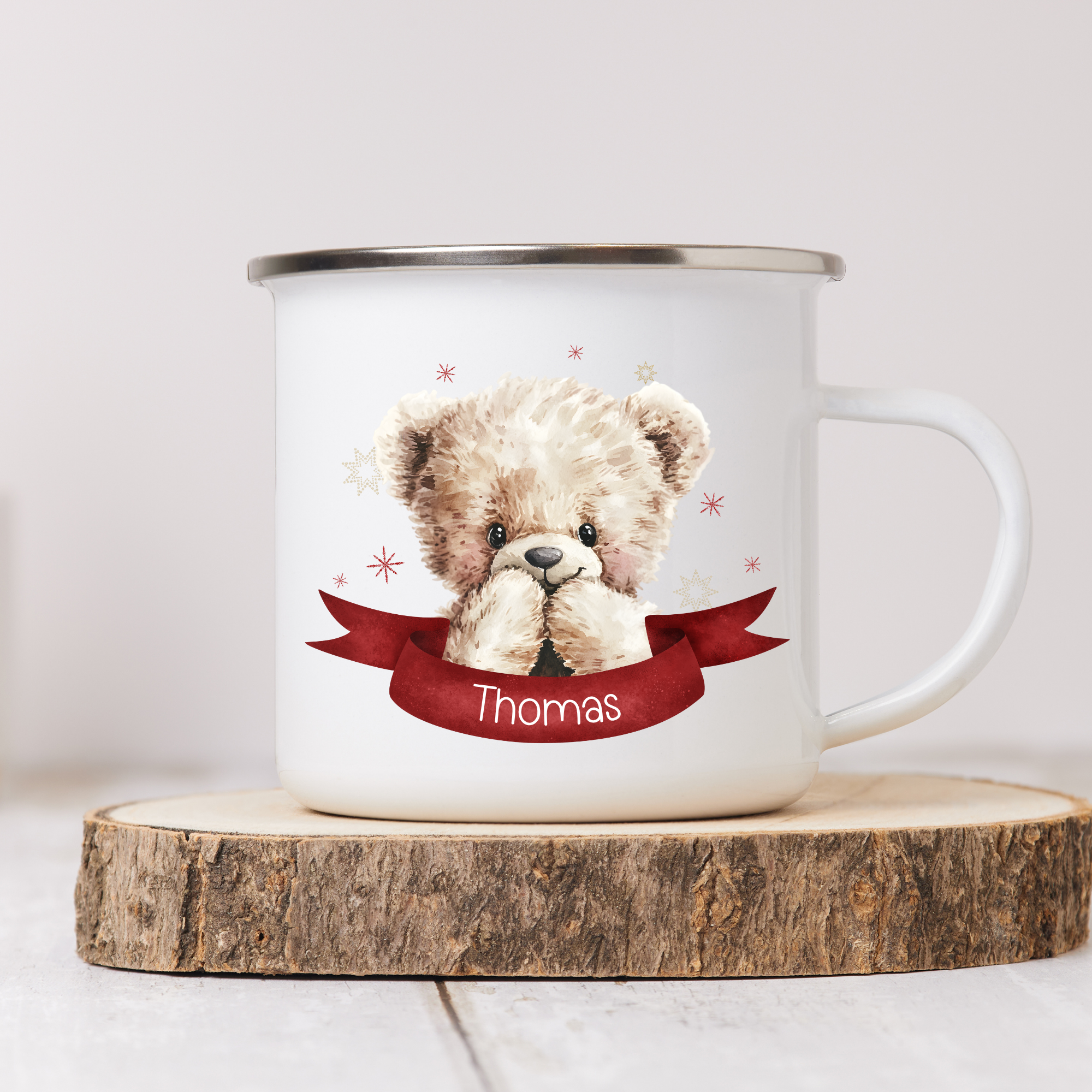 Personalised Teddy Bear Enamel Mug – 10oz