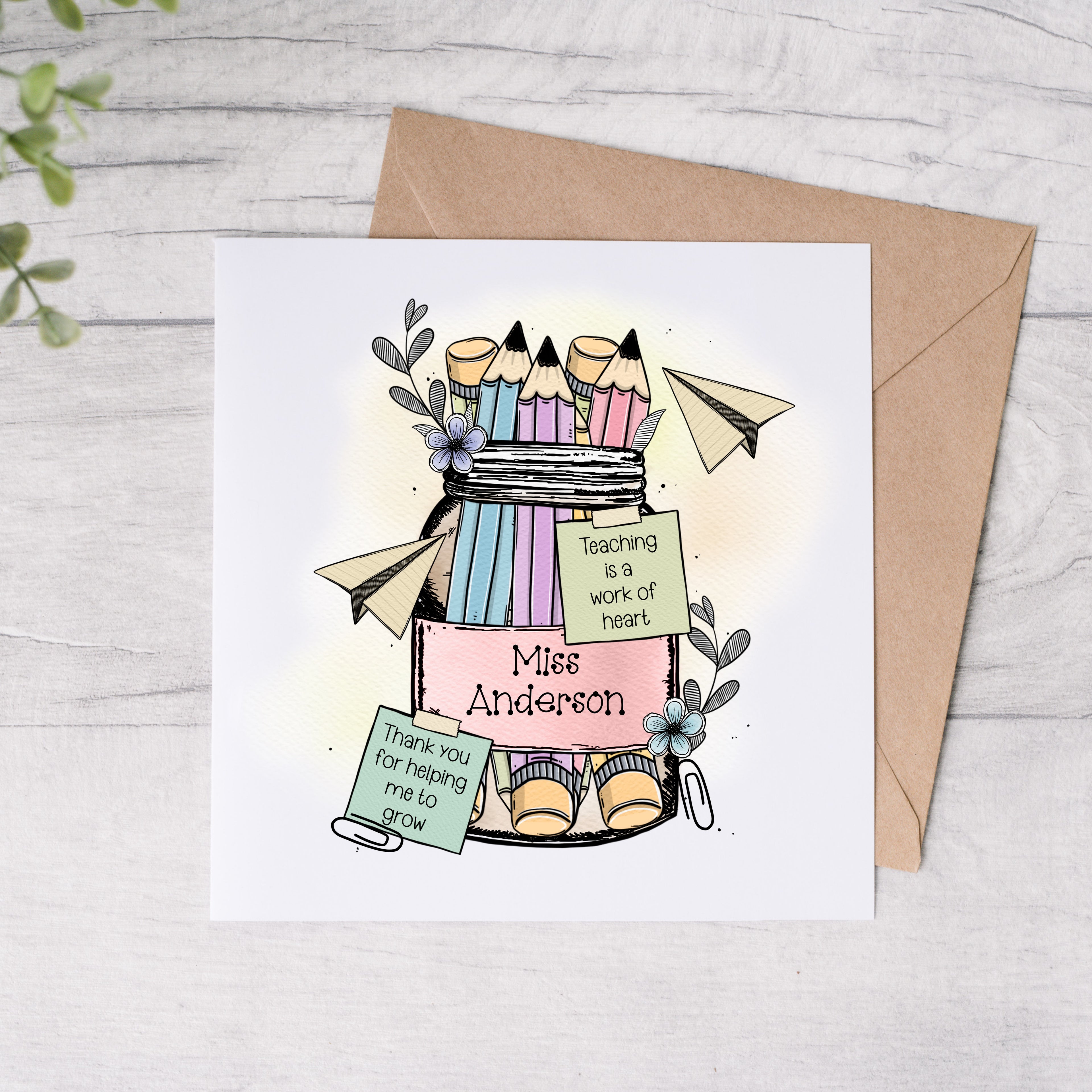Personalised Thank You Teacher Card - FREE Postage