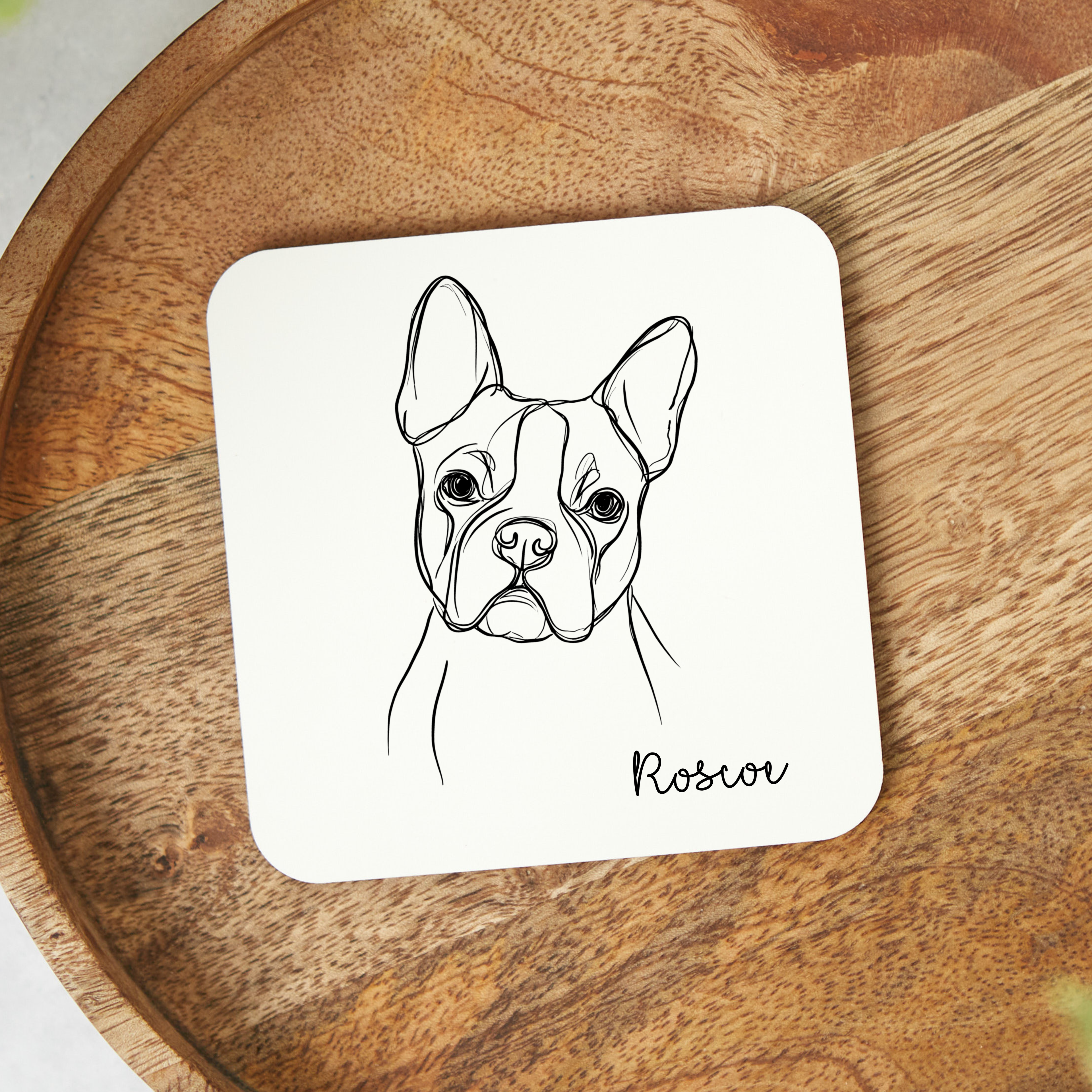 Set of 2 Line Art Dog Breed Coasters