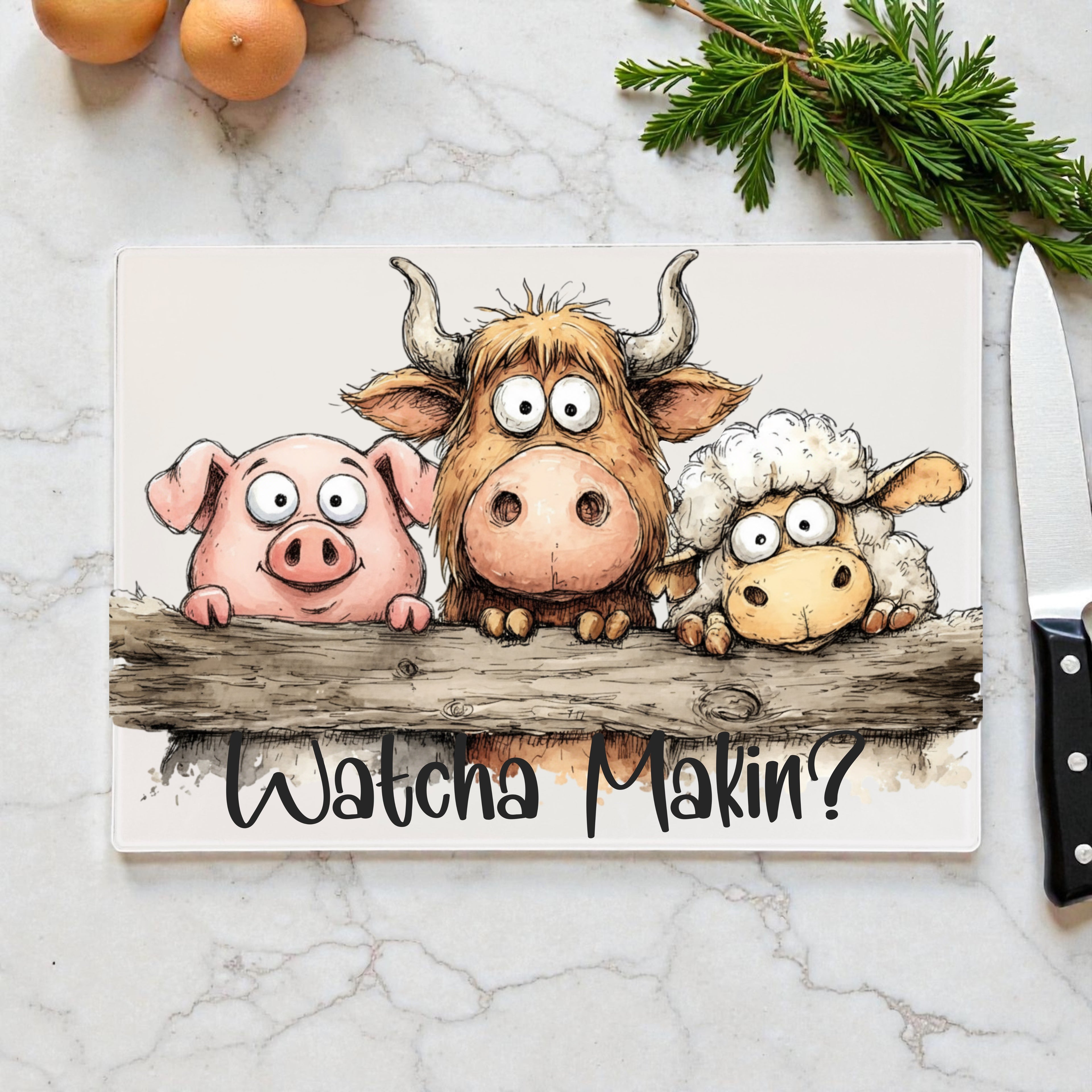 Watcha Makin? Glass Chopping Board / Worktop Saver