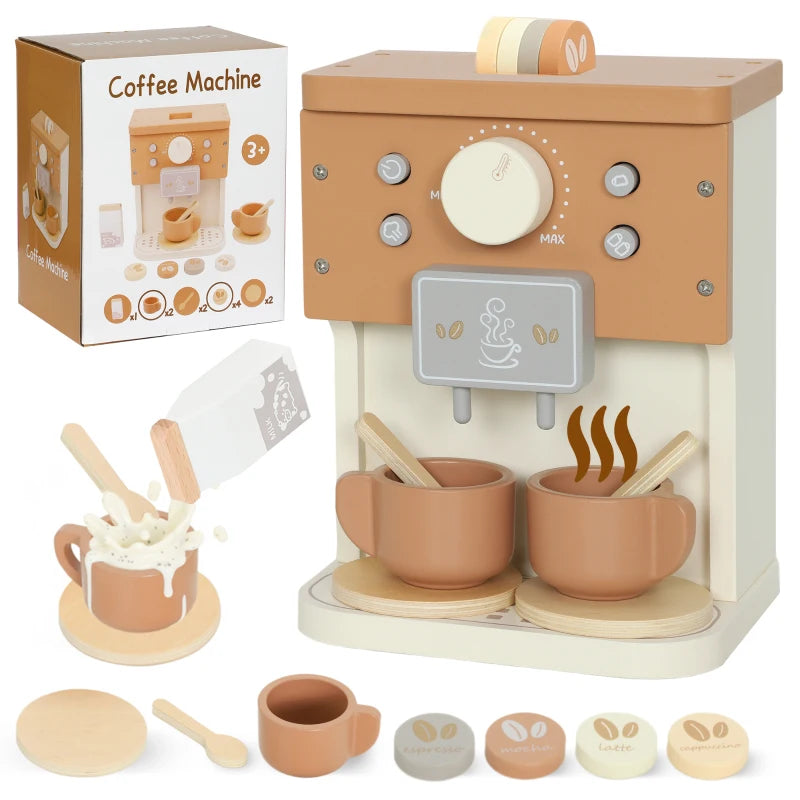 Kids Wooden Coffee Machine Toy, Ages 3+