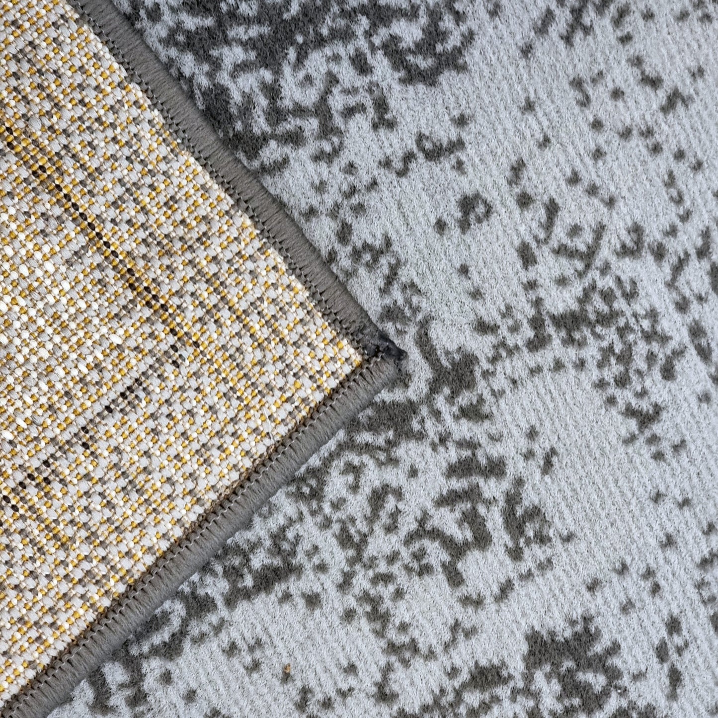 Grey Geometric Rug Bordered Pattern Soft Carpet Rug